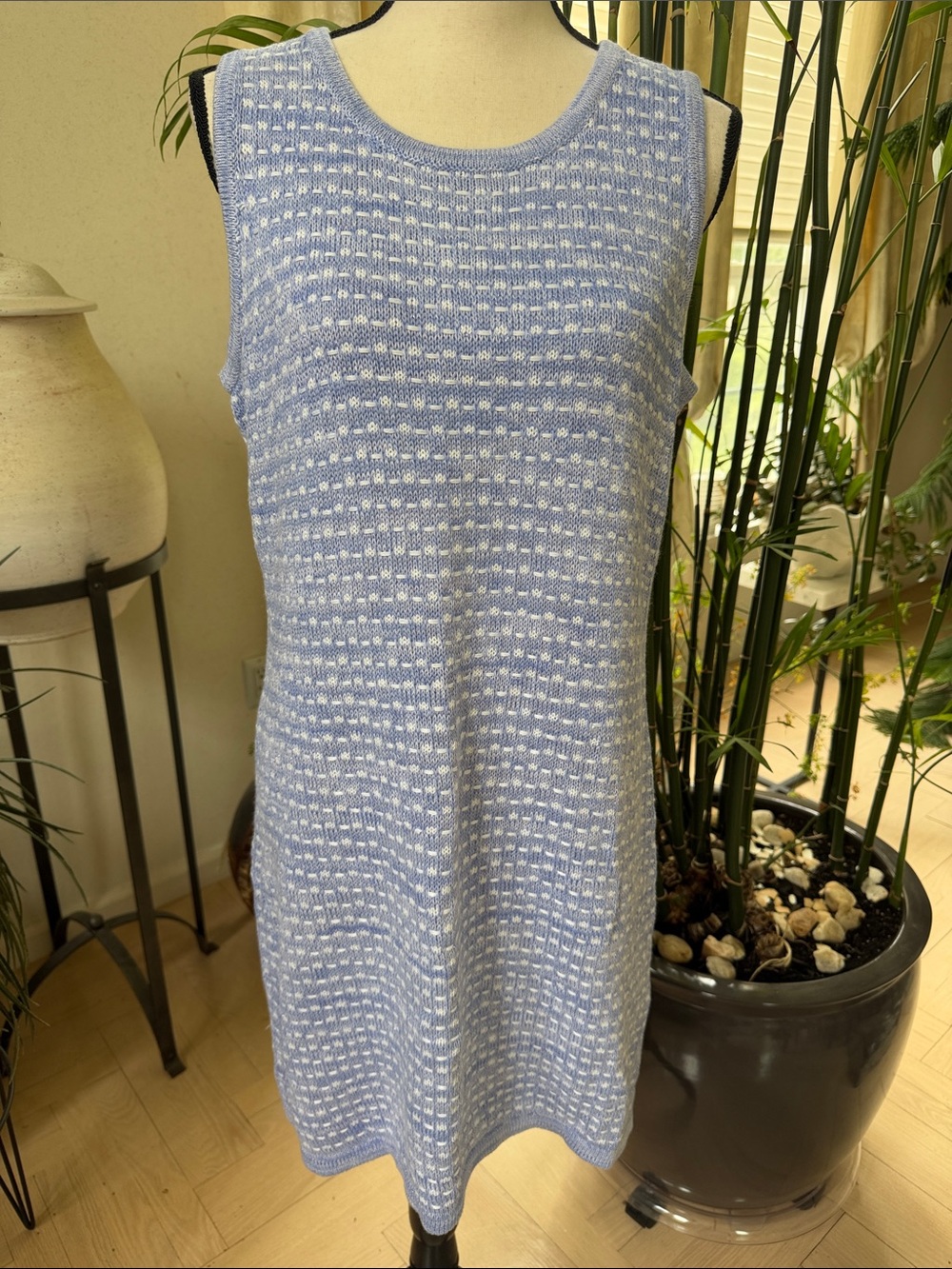 Lilly Pulitzer Light Blue and White Knit Sleeveless Shift Dress
